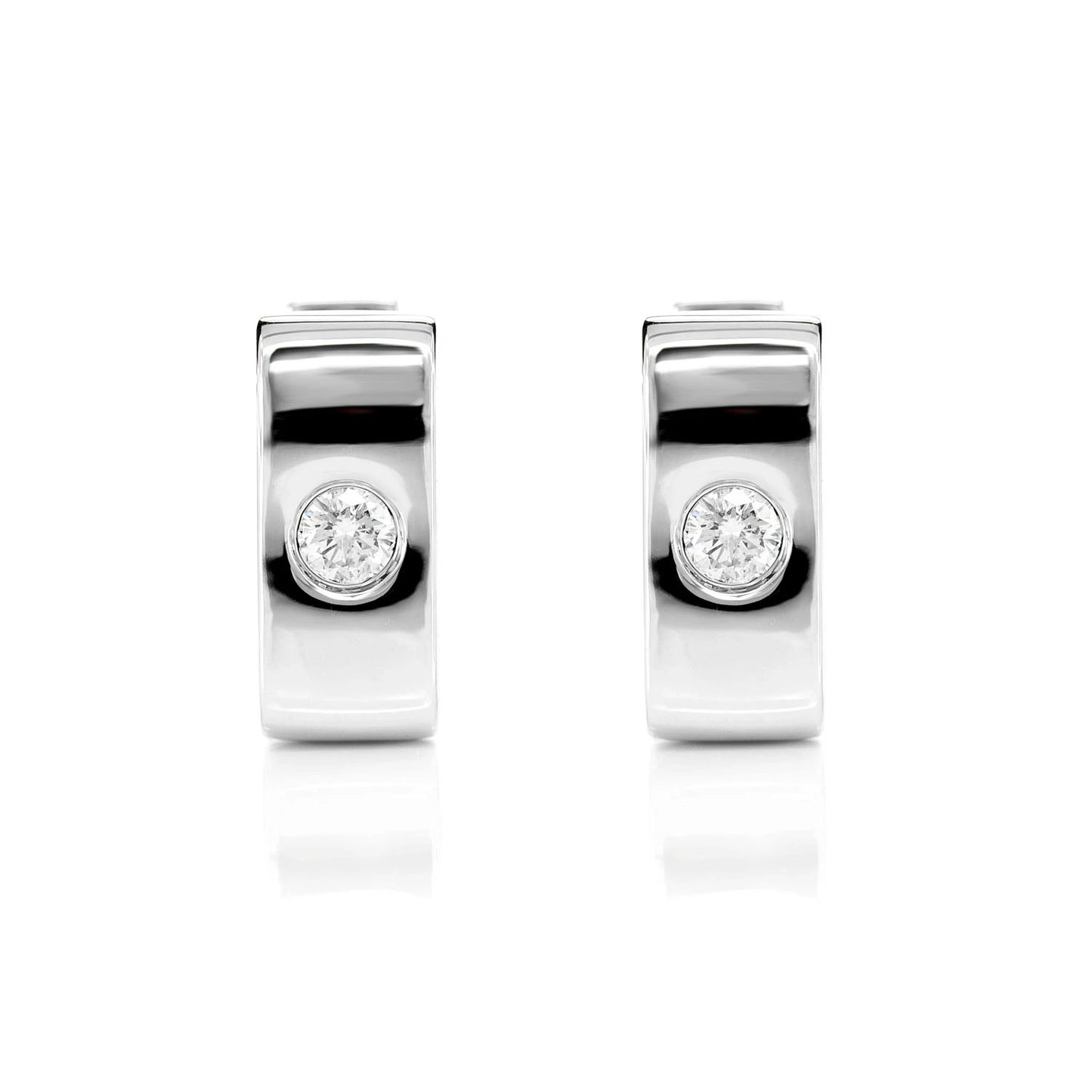 Rectangular Gypsy Set Diamond Hoop Earrings