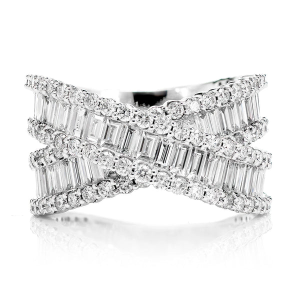 Baguette Crossover Diamond Ring