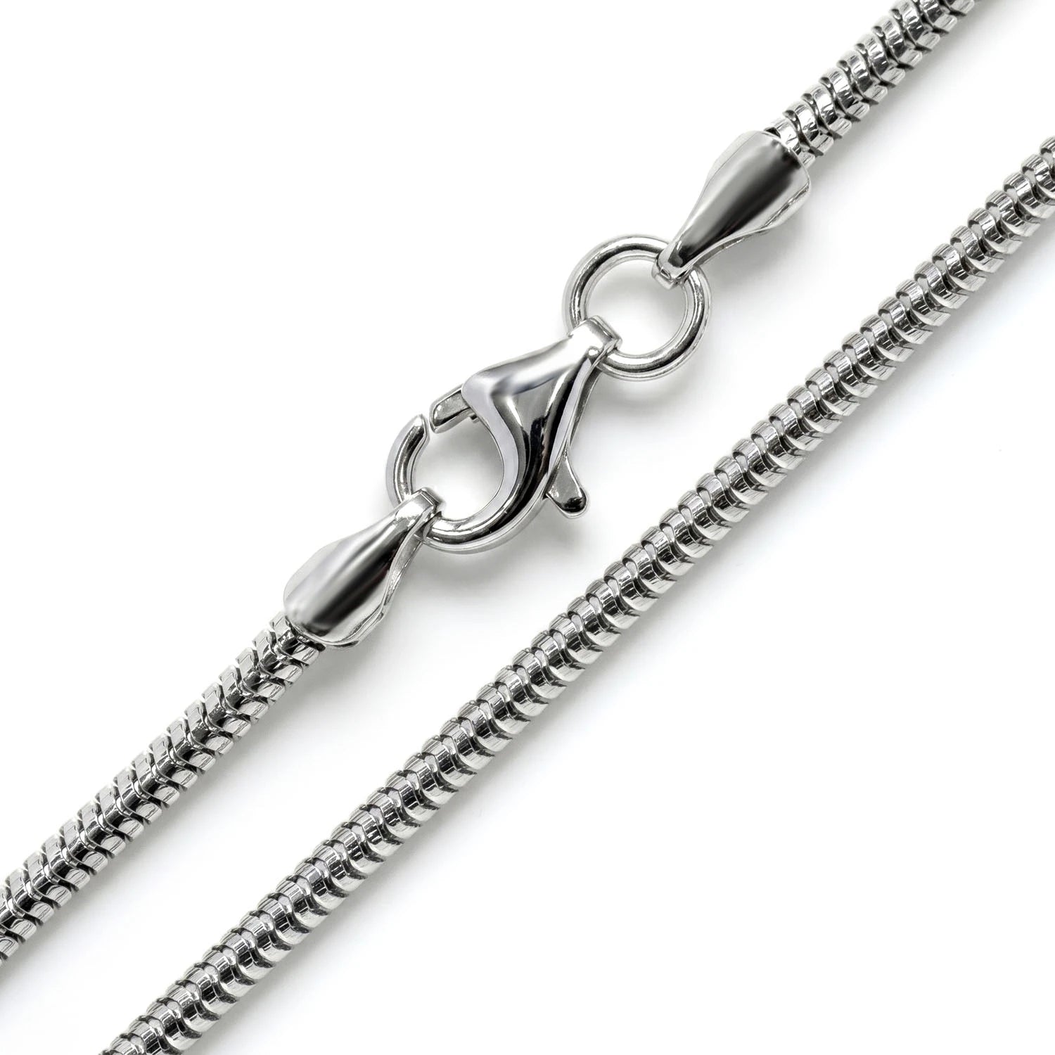 Sterling Silver Snake Chain in 925 sterling silver, 2mm width, detail view