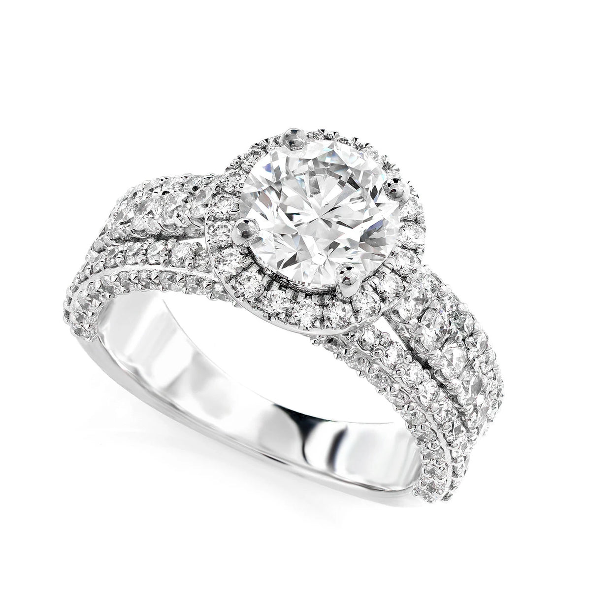 Triplex - Round Solitaire Halo Diamond Engagement Ring