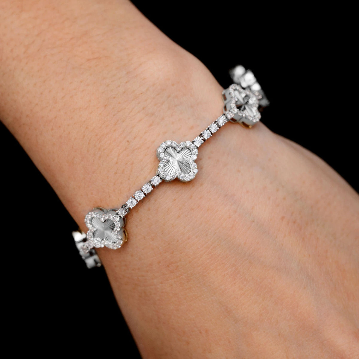 Miracle Clover Link Diamond Tennis Bracelet