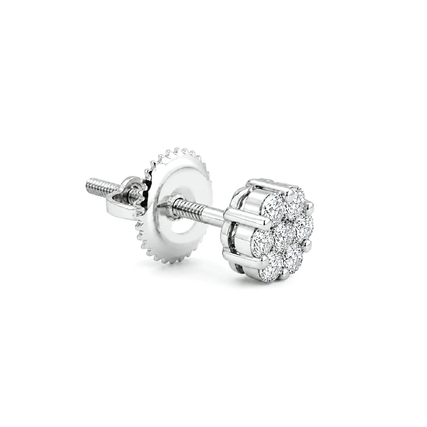 Flower Diamond Studs in 14K white gold, 0.50ctw, angled view