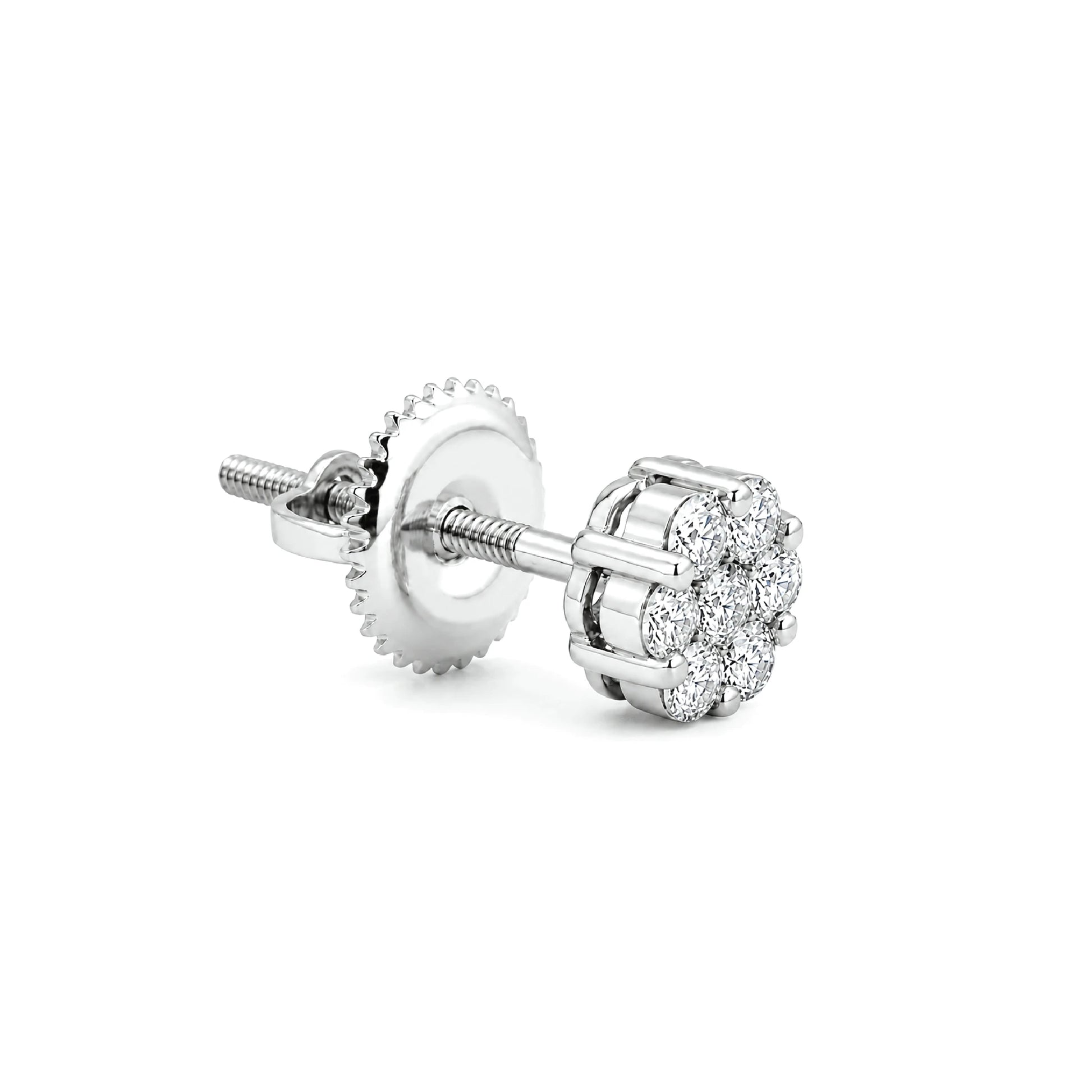 Flower Diamond Studs in 14K white gold, 0.50ctw, angled view