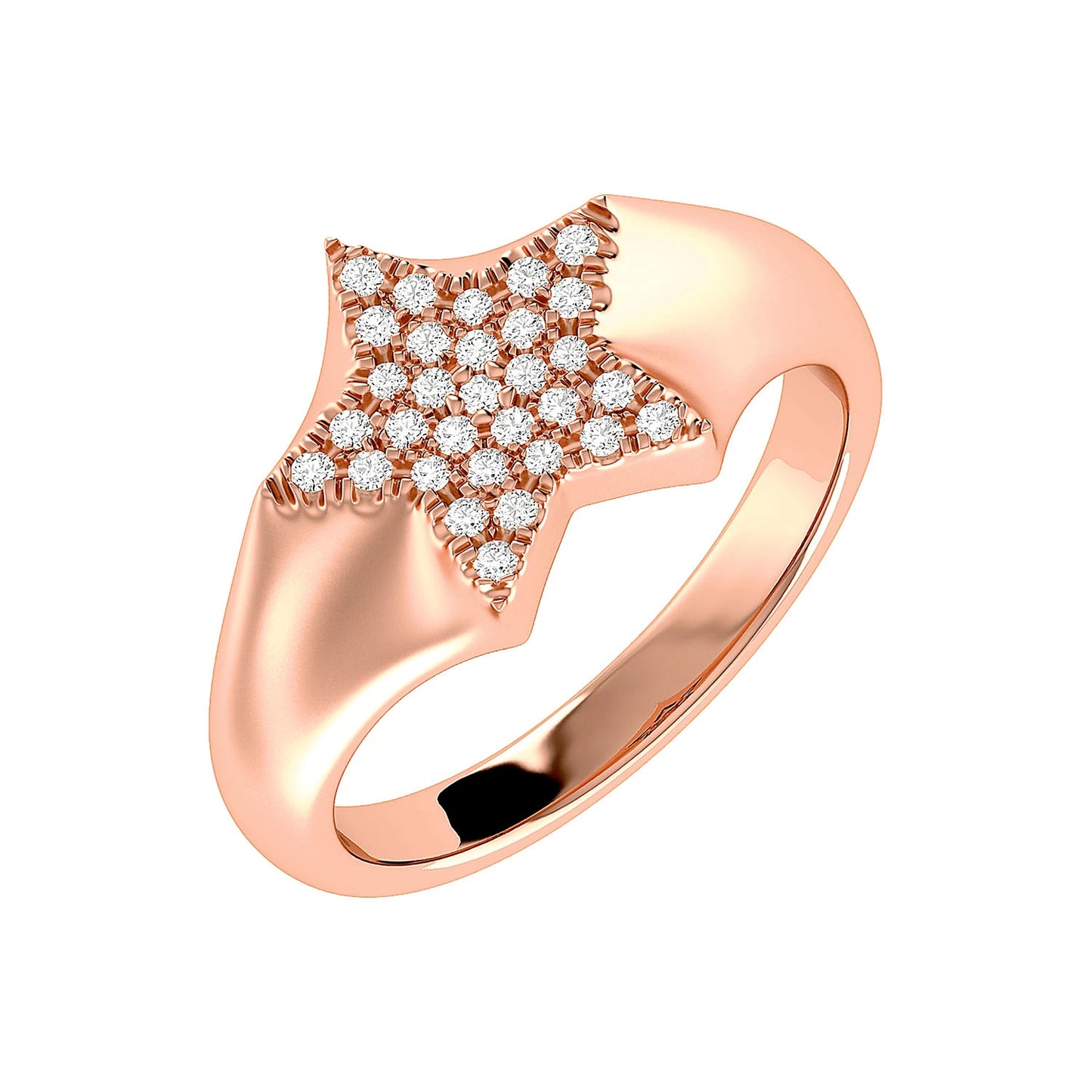 Star Signet Diamond Ring in 14K rose gold, alternate view