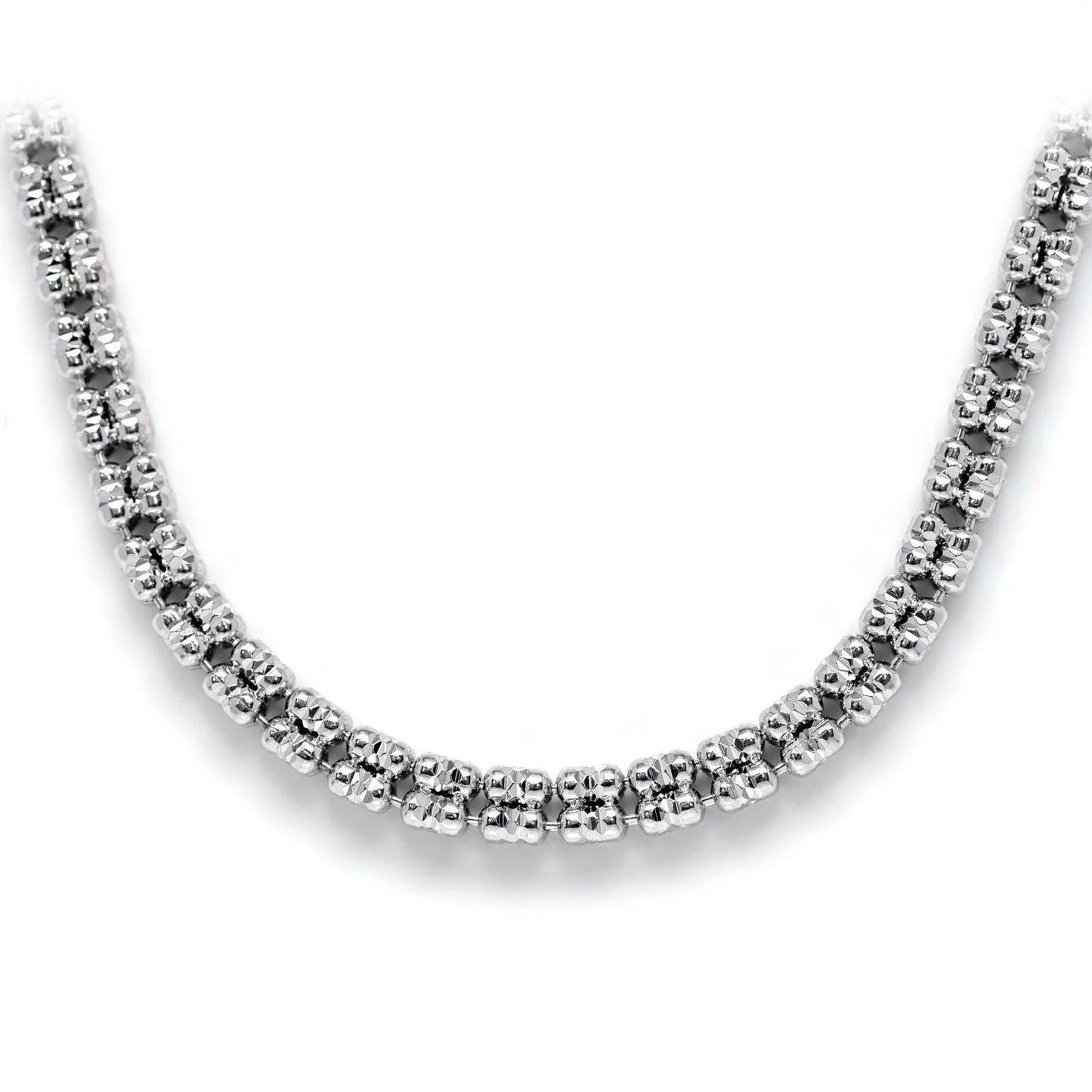 Sterling Silver Triangular Diamond-Cut Tube Chain in 925 sterling silver, 4.5mm width, front view
