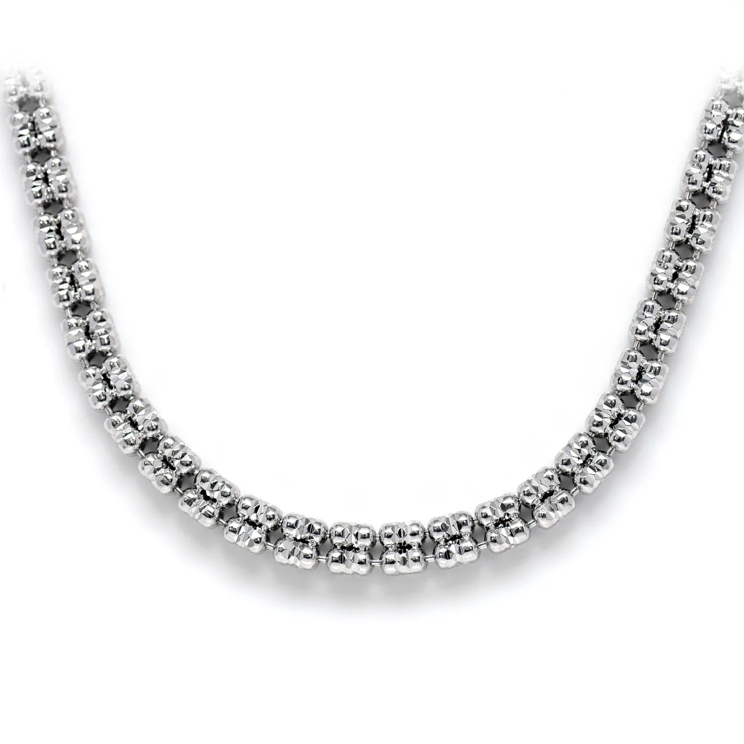 Sterling Silver Triangular Diamond-Cut Tube Chain in 925 sterling silver, 4.5mm width, front view