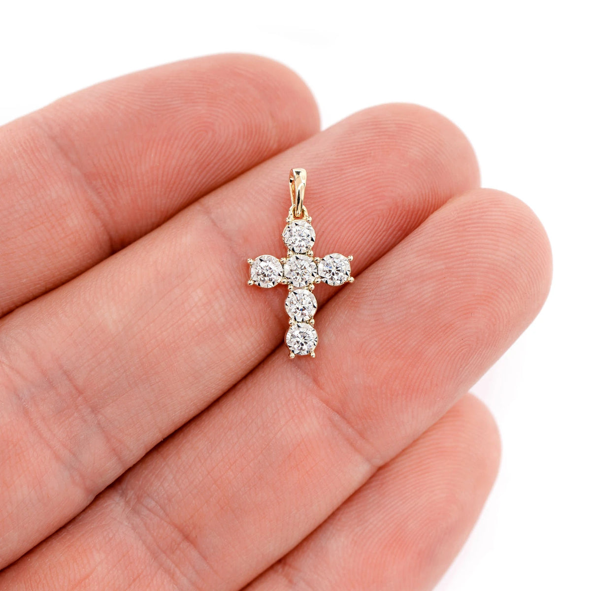 Six Stone Miracle Set Diamond Cross Pendant 0.33ctw