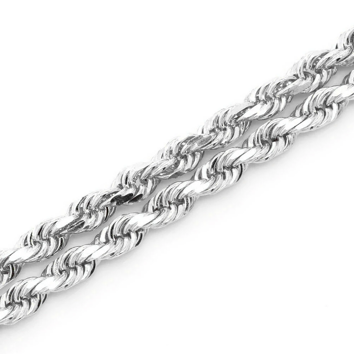 Rope Gold Chain in 14K white gold, 3mm width, detail view