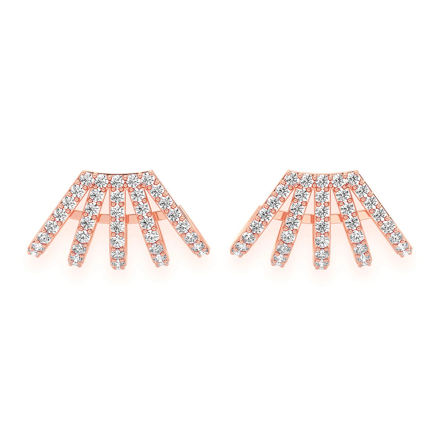 Five Row Diamond Ear Cuffs in 14K rose gold, front view