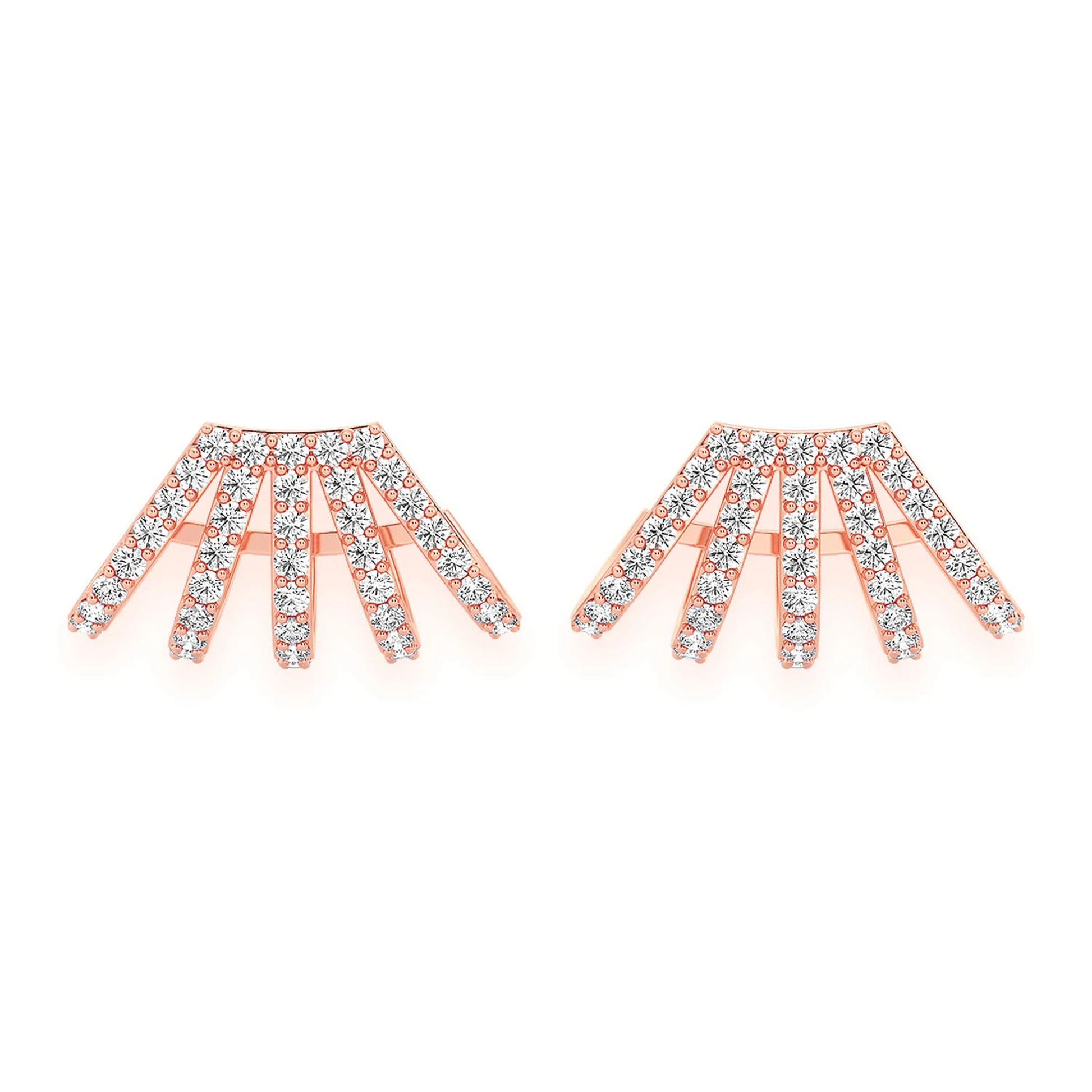 Five Row Diamond Ear Cuffs in 14K rose gold, front view