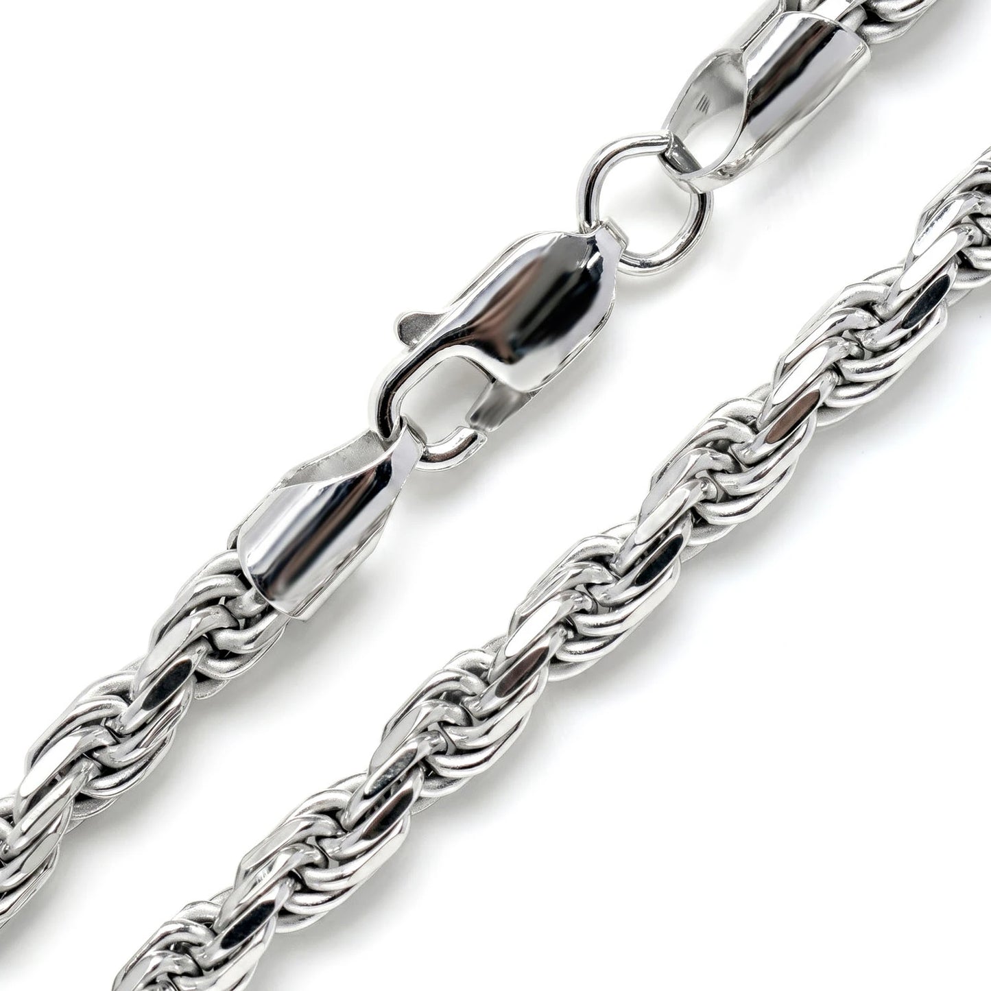 Sterling Silver Rope Chain in 925 sterling silver, 4mm width, alternate view 4