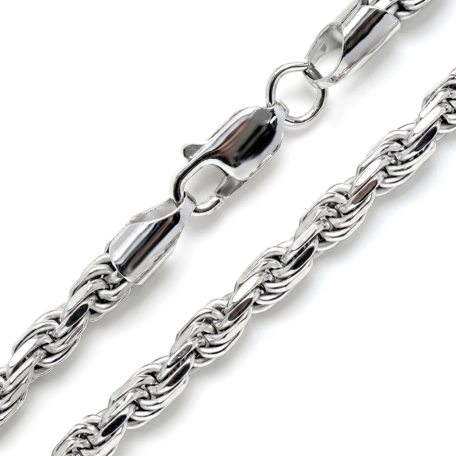 Sterling Silver Rope Chain in 925 sterling silver, 4mm width, alternate view 4