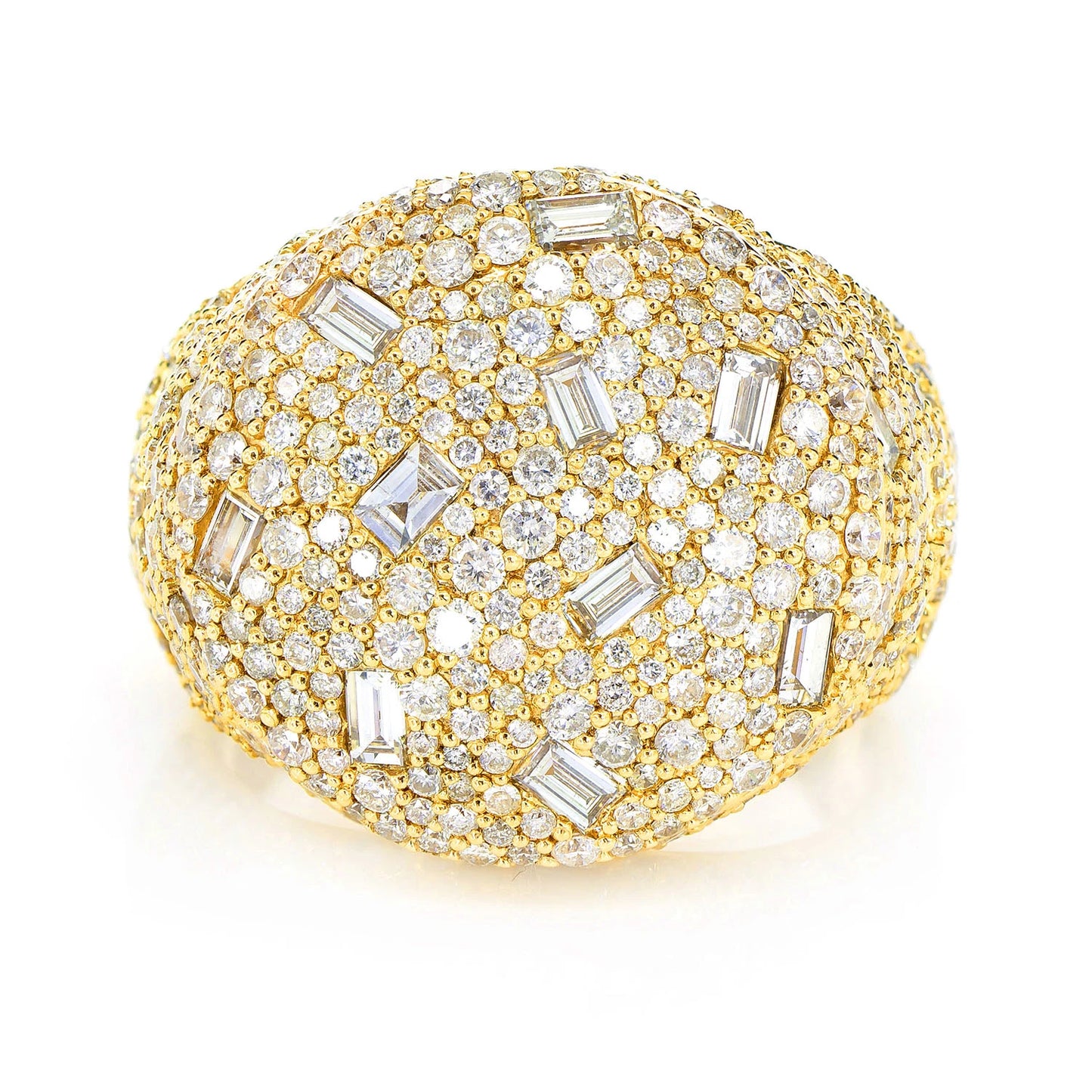Round Gypsy Baguette Diamond Signet Ring