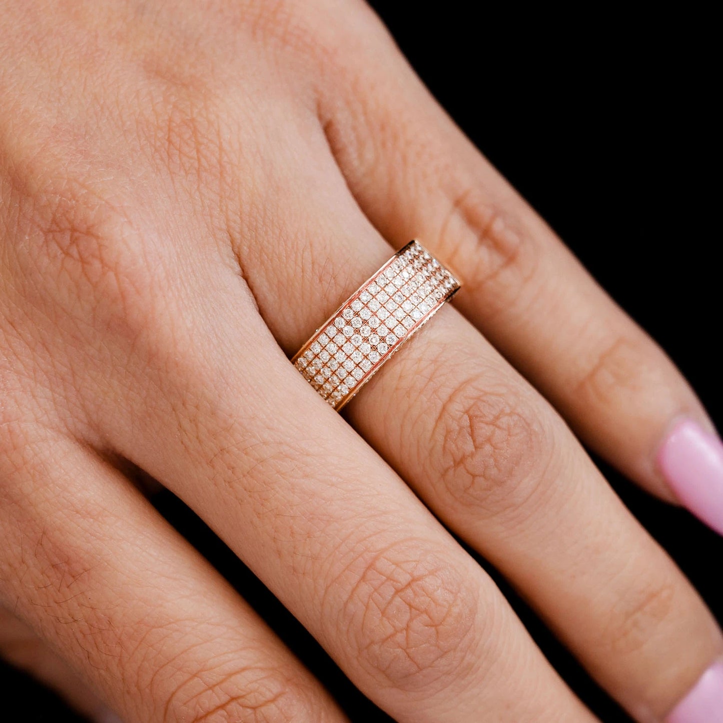 Five Row Pave Diamond Band Ring