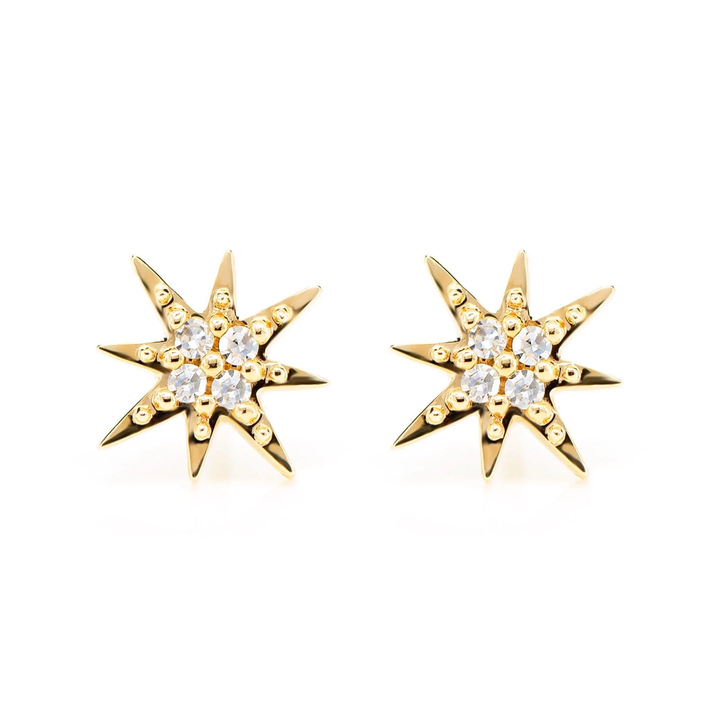 Diamond Shining Star Stud Earrings