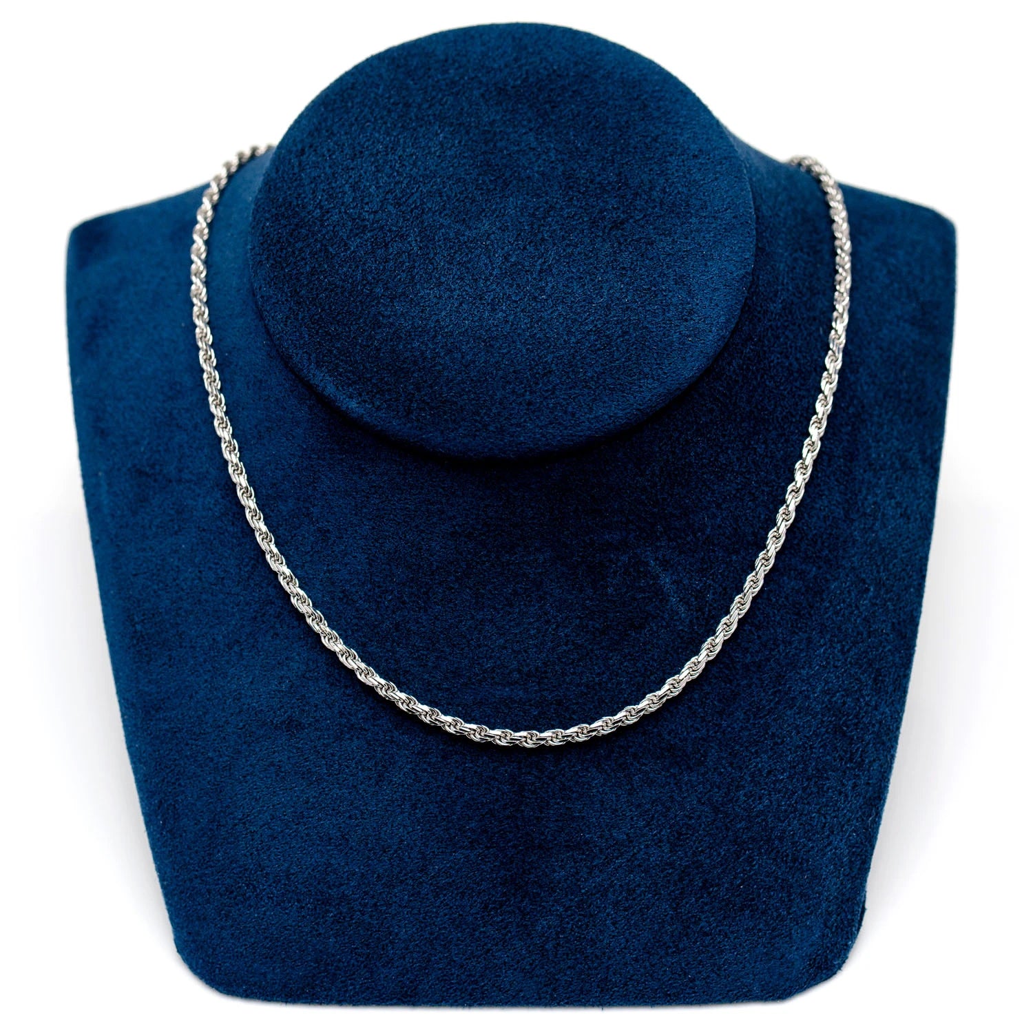 Sterling Silver Rope Chain in 925 sterling silver, 2.5mm width, detail view