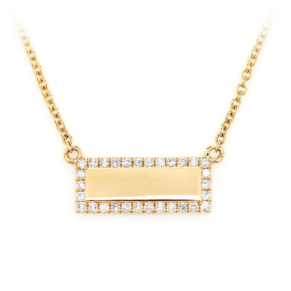Engravable Diamond Nameplate Necklace