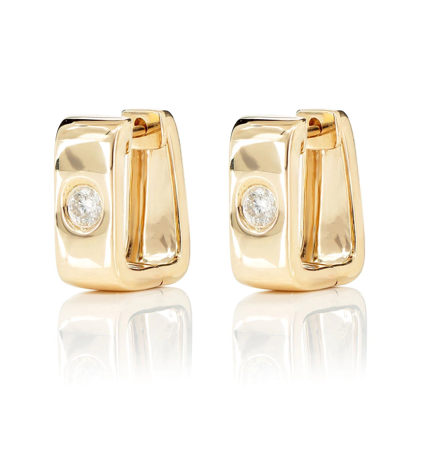 Rectangular Gypsy Set Diamond Hoop Earrings