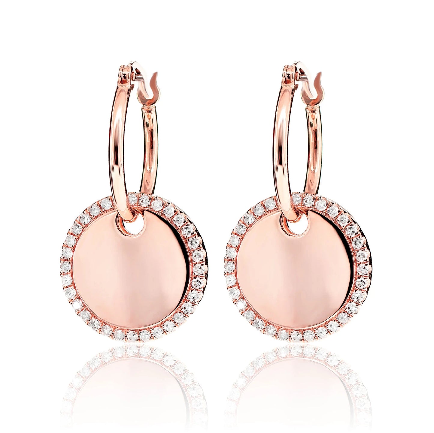 Diamond Dangling Halo Disc Hoop Earrings