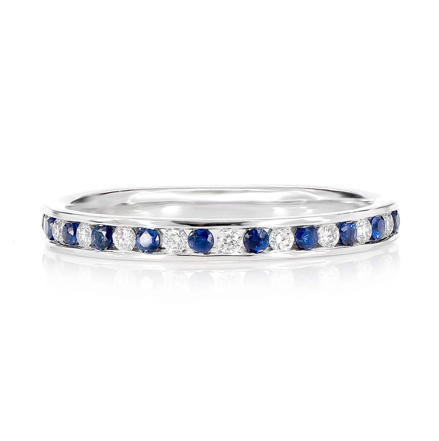 Sapphire and Diamond Channel Set Band Ring