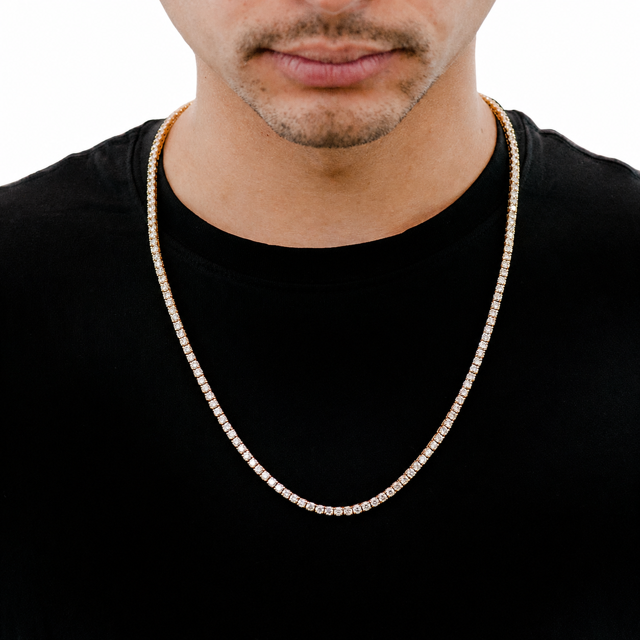 Prong Diamond Tennis Necklace in 14K yellow gold, 15pt / 22.00ctw, alternate view