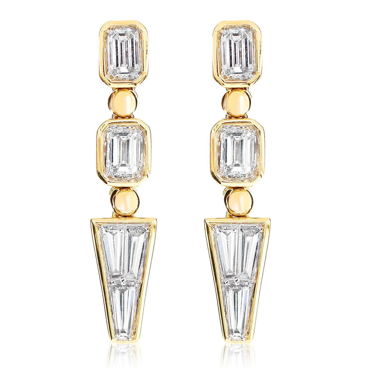 Diamond Baguette Trapezoid Dangle Earrings