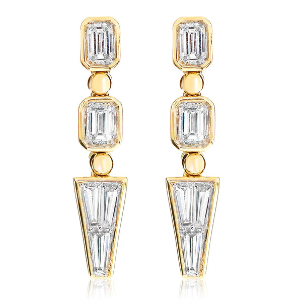 Diamond Baguette Trapezoid Dangle Earrings