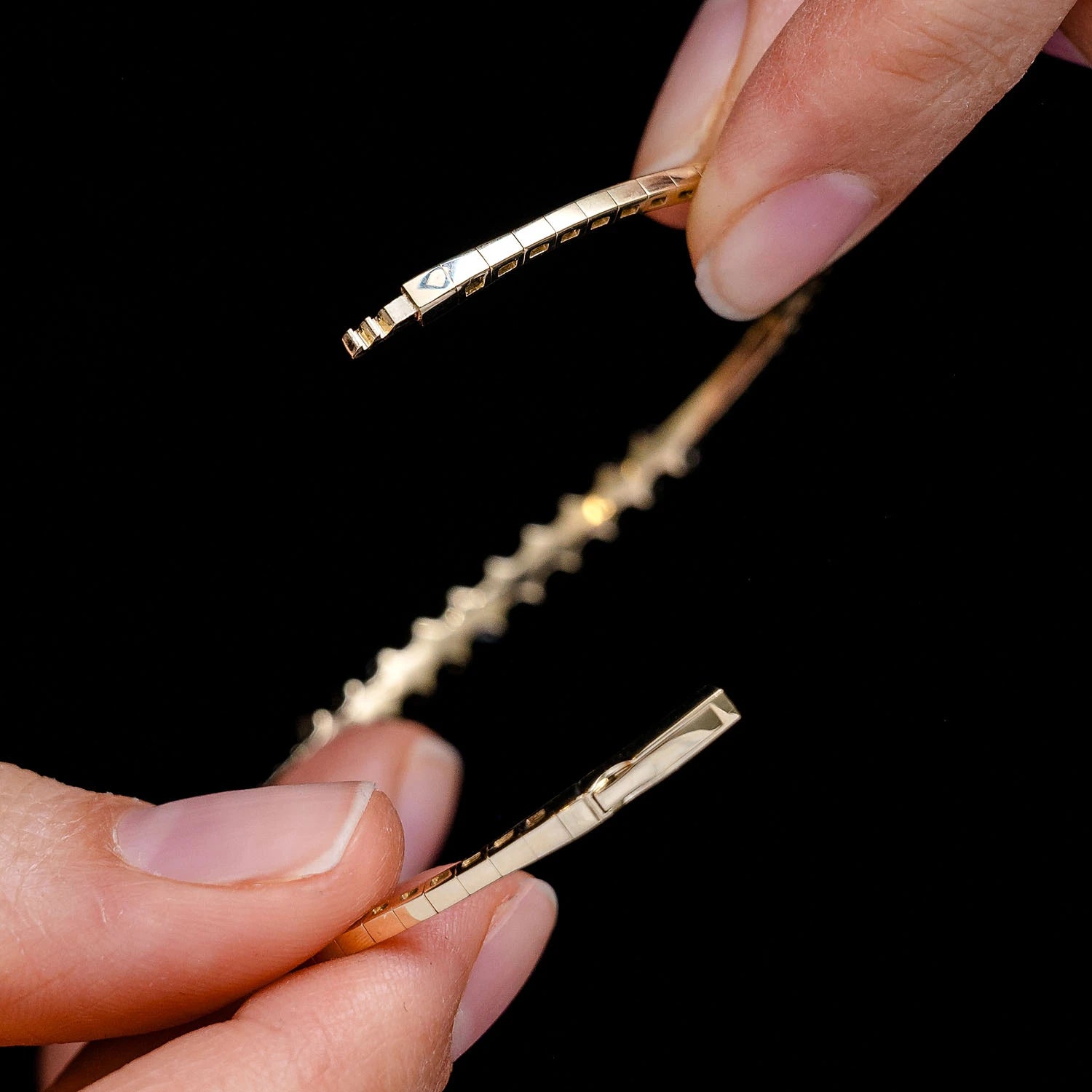 Angled Baguette Diamond Bangle in 14K yellow gold, 0.85ctw, alternate view