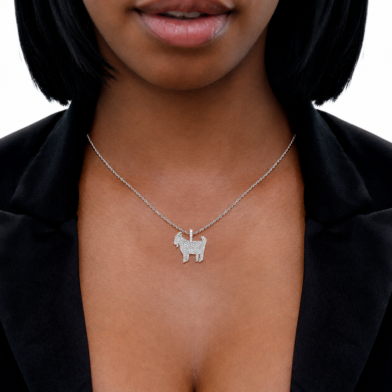Goat Diamond Pendant in 14K yellow gold, Signature | 0.66ctw, angled view