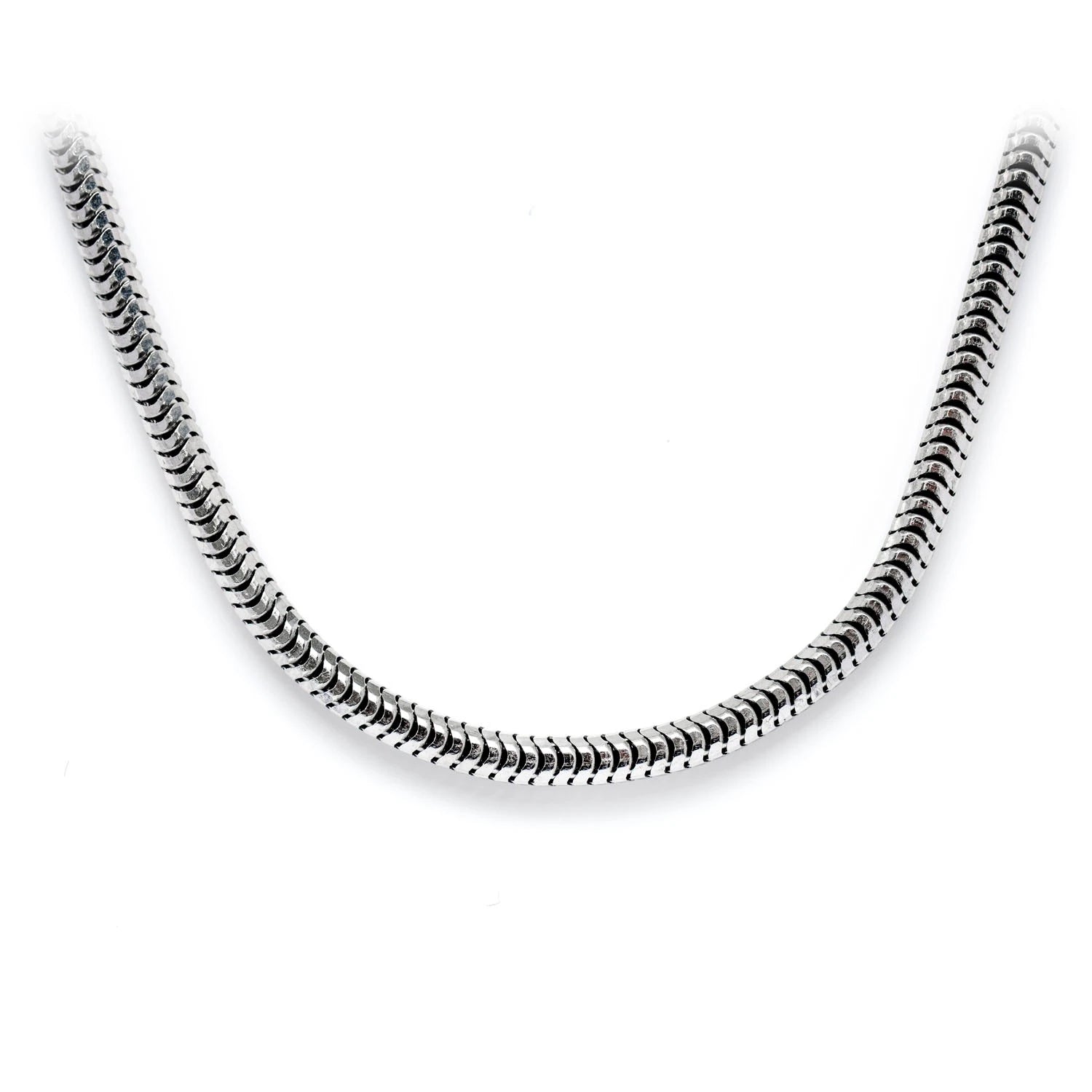 Sterling Silver Snake Chain in 925 sterling silver, 3mm width, front view