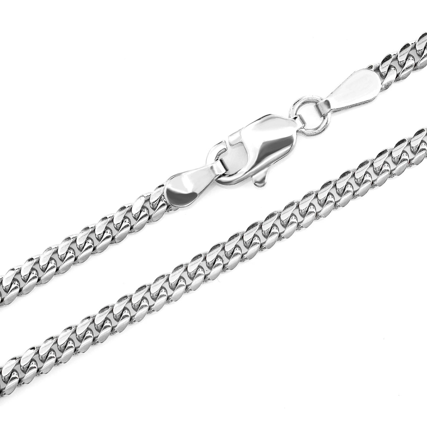 Miami Cuban Gold Chain in 14K white gold, 2.75mm width, detail view