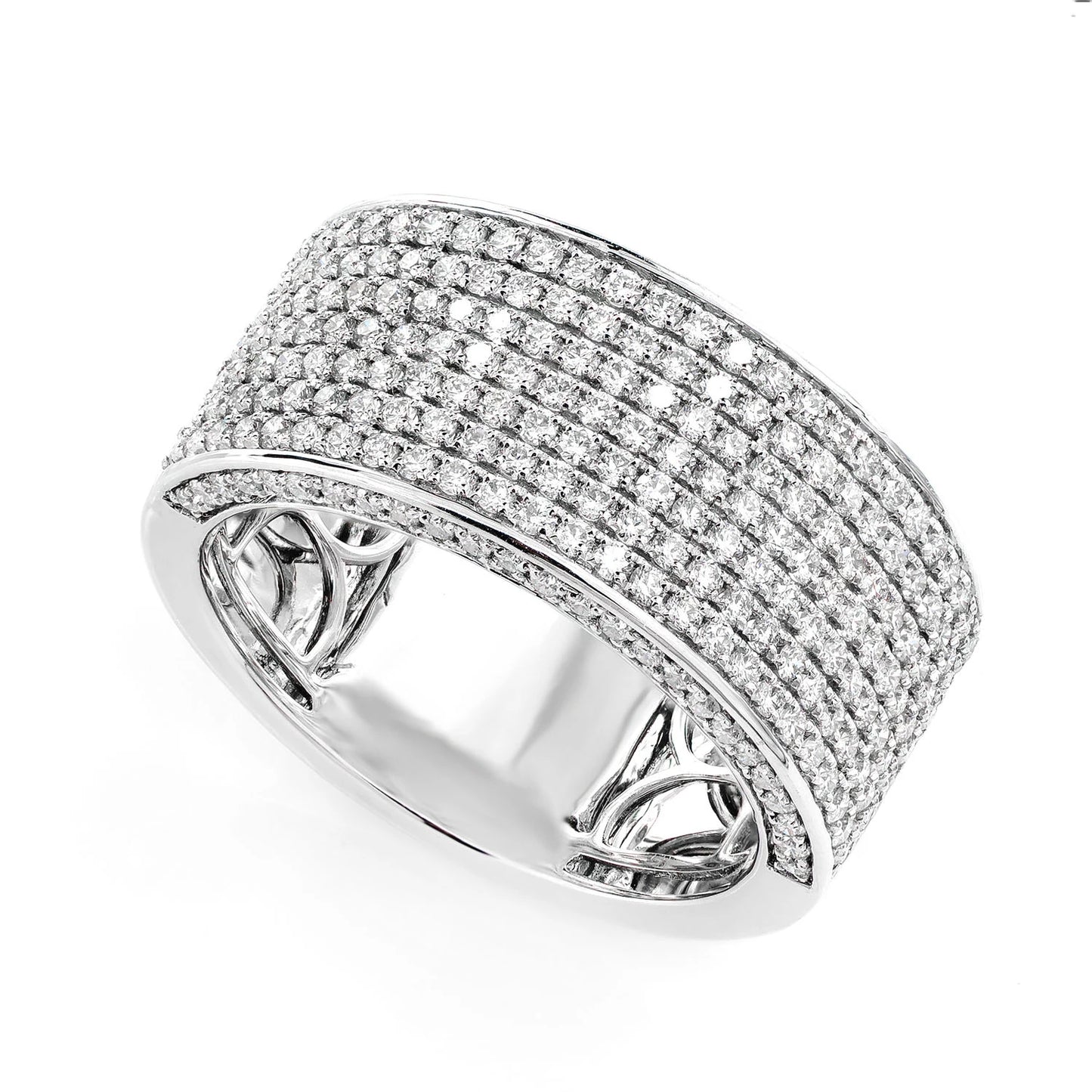 Seven Row Wide Pave Diamond Band Ring