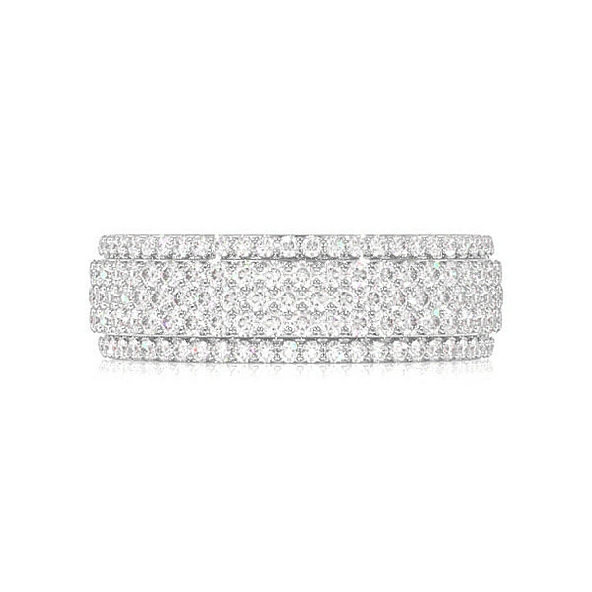 Multi Row Pavé Diamond Band in 14K white gold, front view