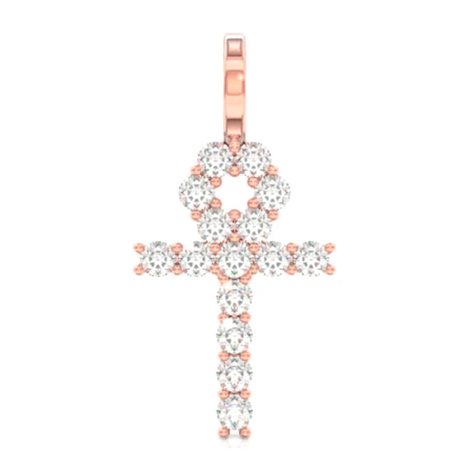 Diamond Ankh Pendant in 14K rose gold, Entry | 0.25ctw, front view