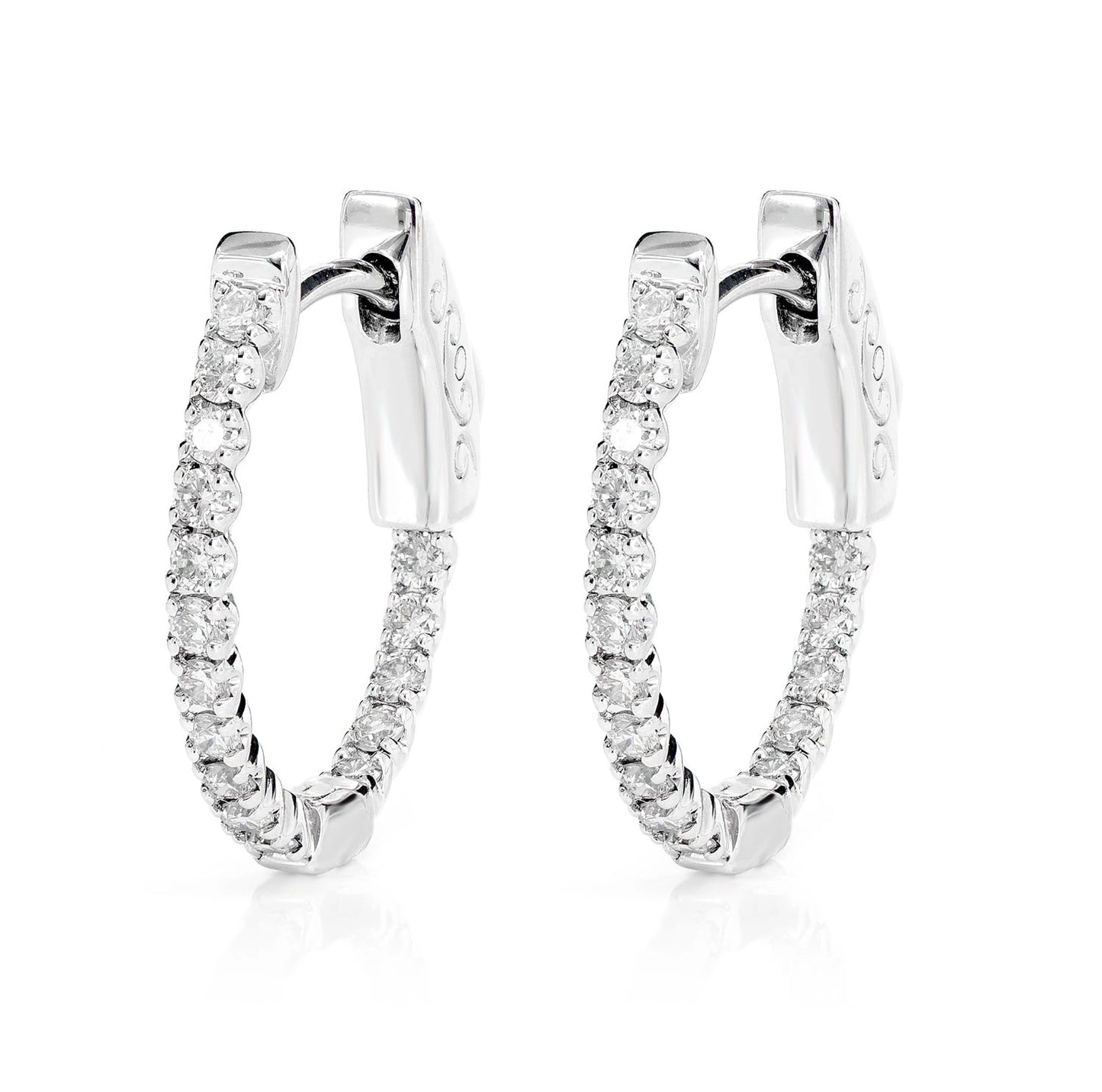 Diamond Inside Outside Quick Release Hoop Earrings