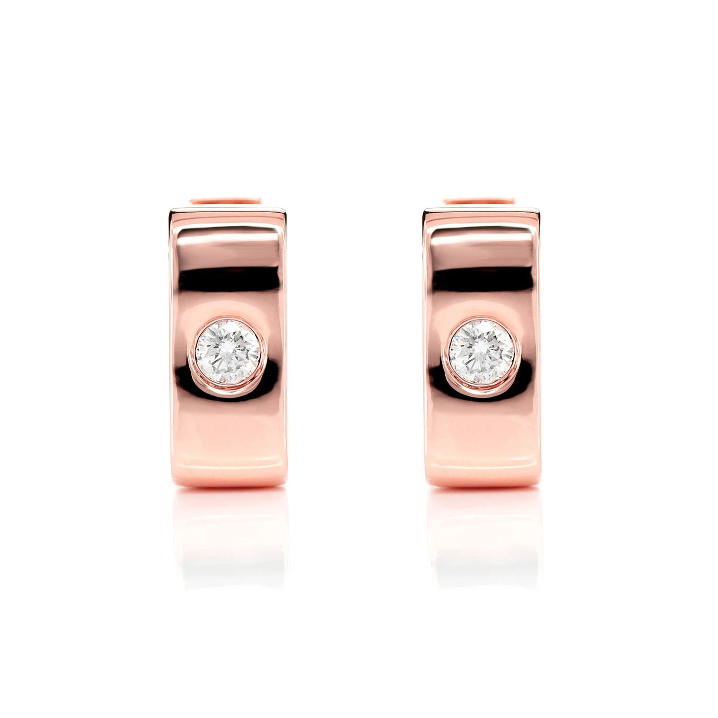 Rectangular Gypsy Set Diamond Hoop Earrings