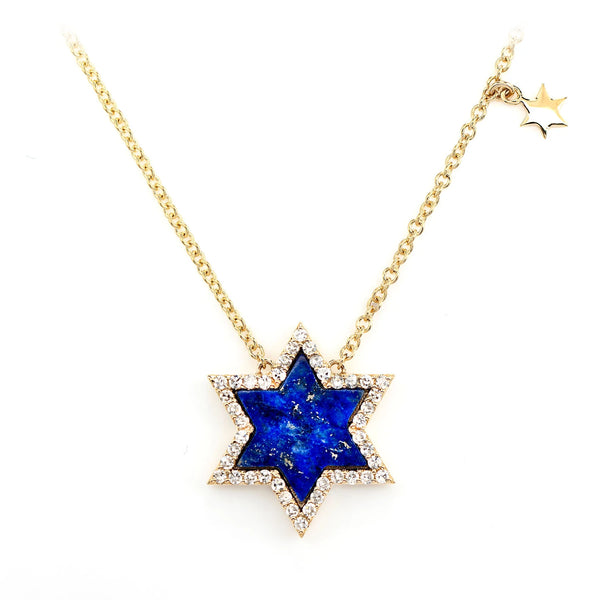 Lapis Star of David Diamond Necklace