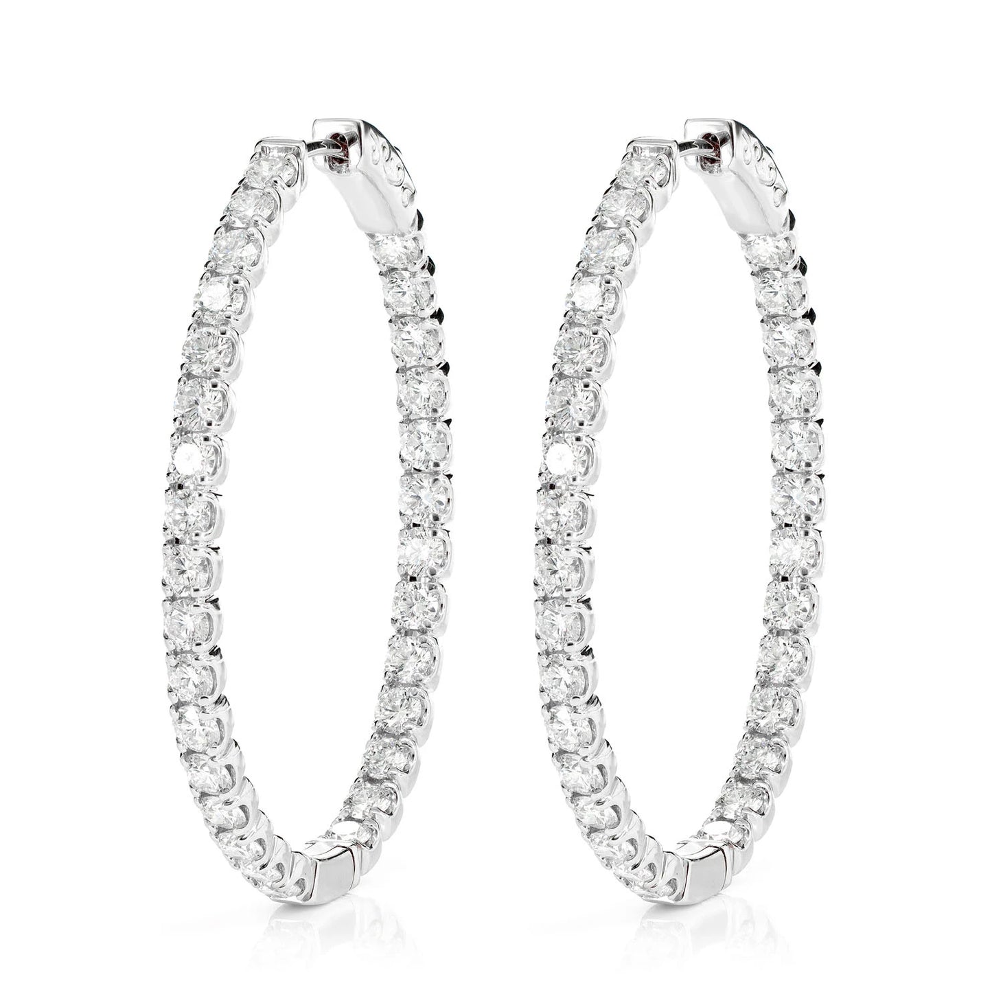 Oval Diamond Inside Outside Hoop Earrings 5.00ctw