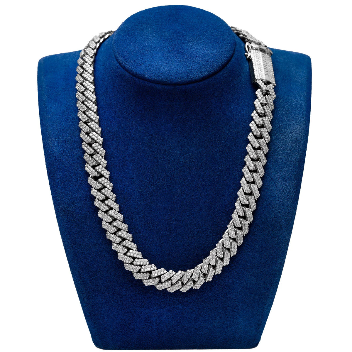 15mm Raised Prong Diamond Cuban Link Necklace