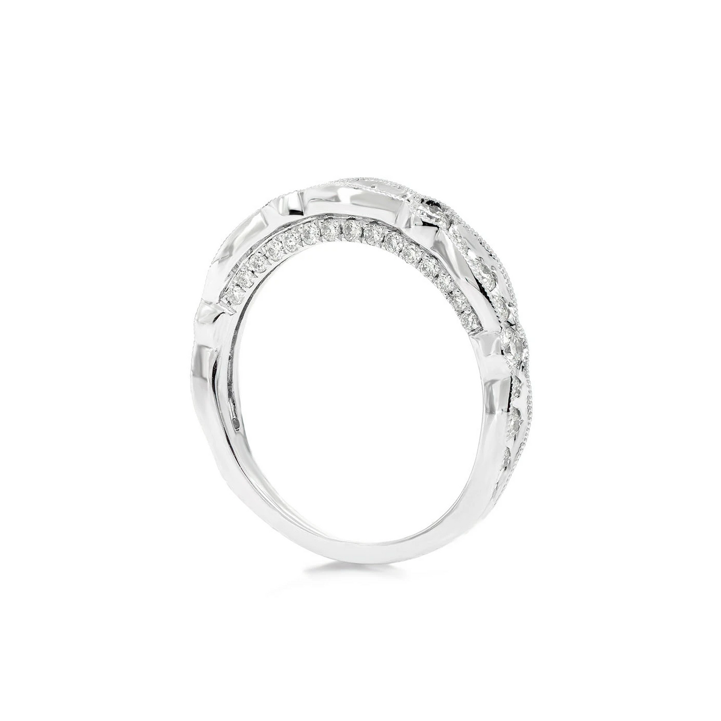 Classic Swirl Milgrain Ring in 14K white gold, alternate view