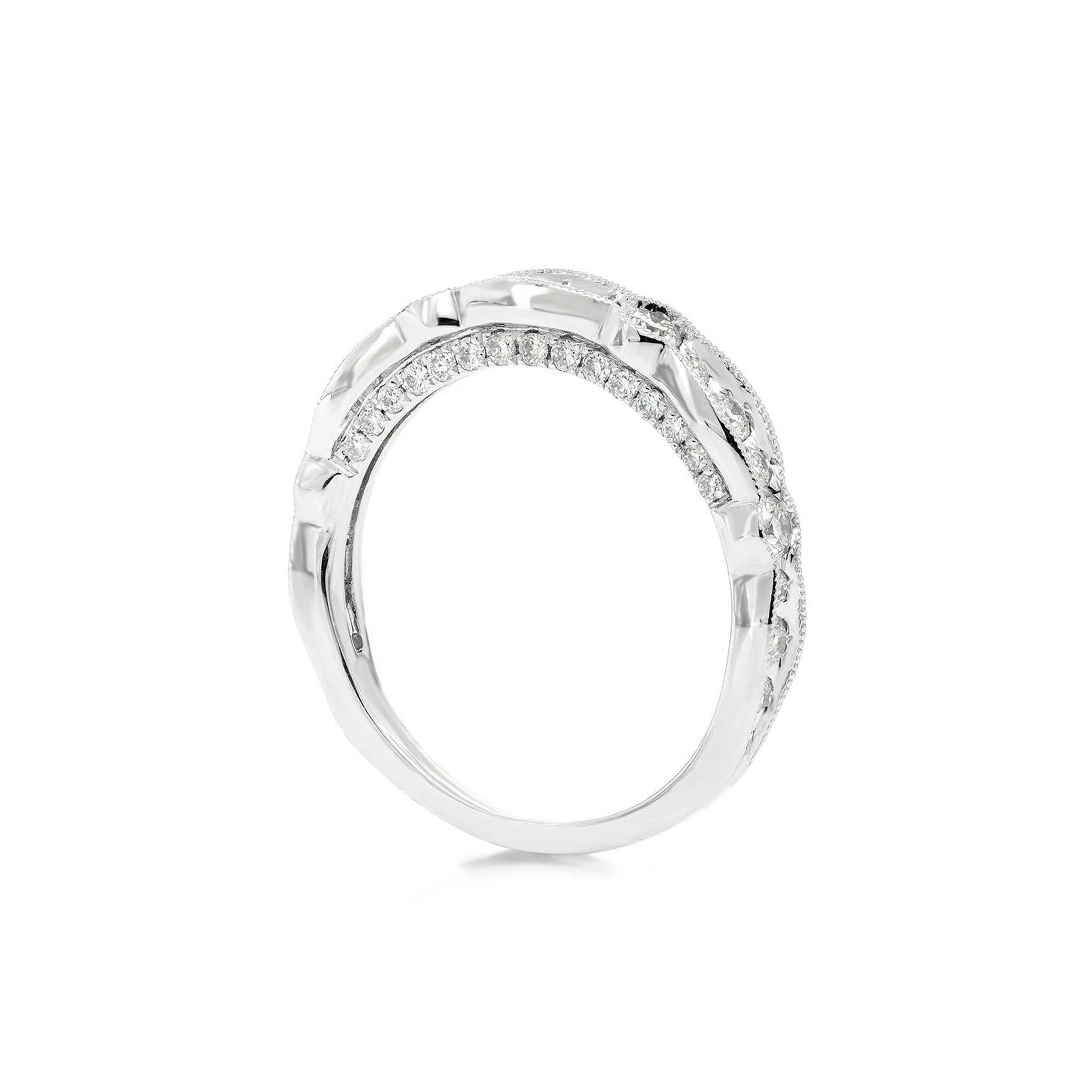 Classic Swirl Milgrain Ring in 14K white gold, alternate view