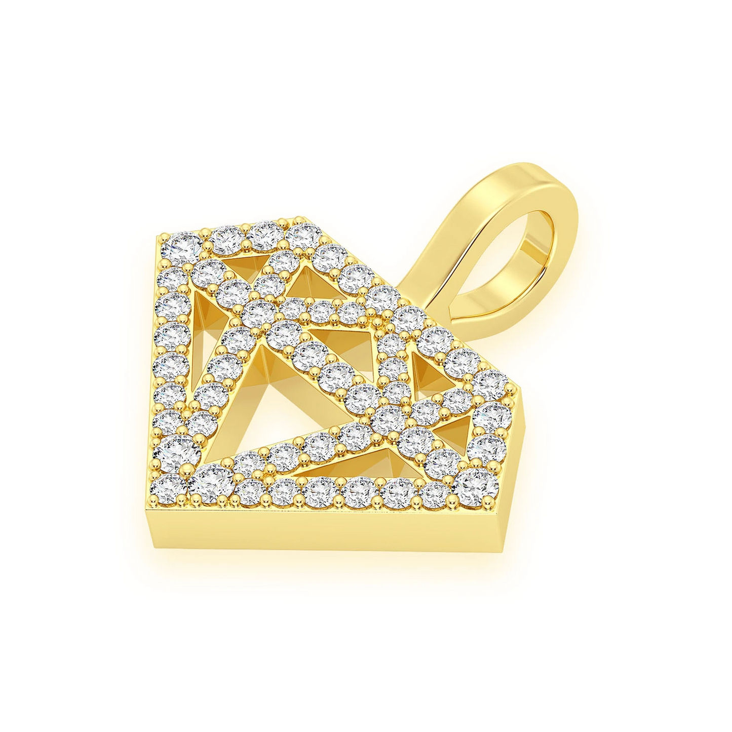 Diamond Silhouette Pendant in 14K yellow gold, Signature | 0.35ctw, detail view