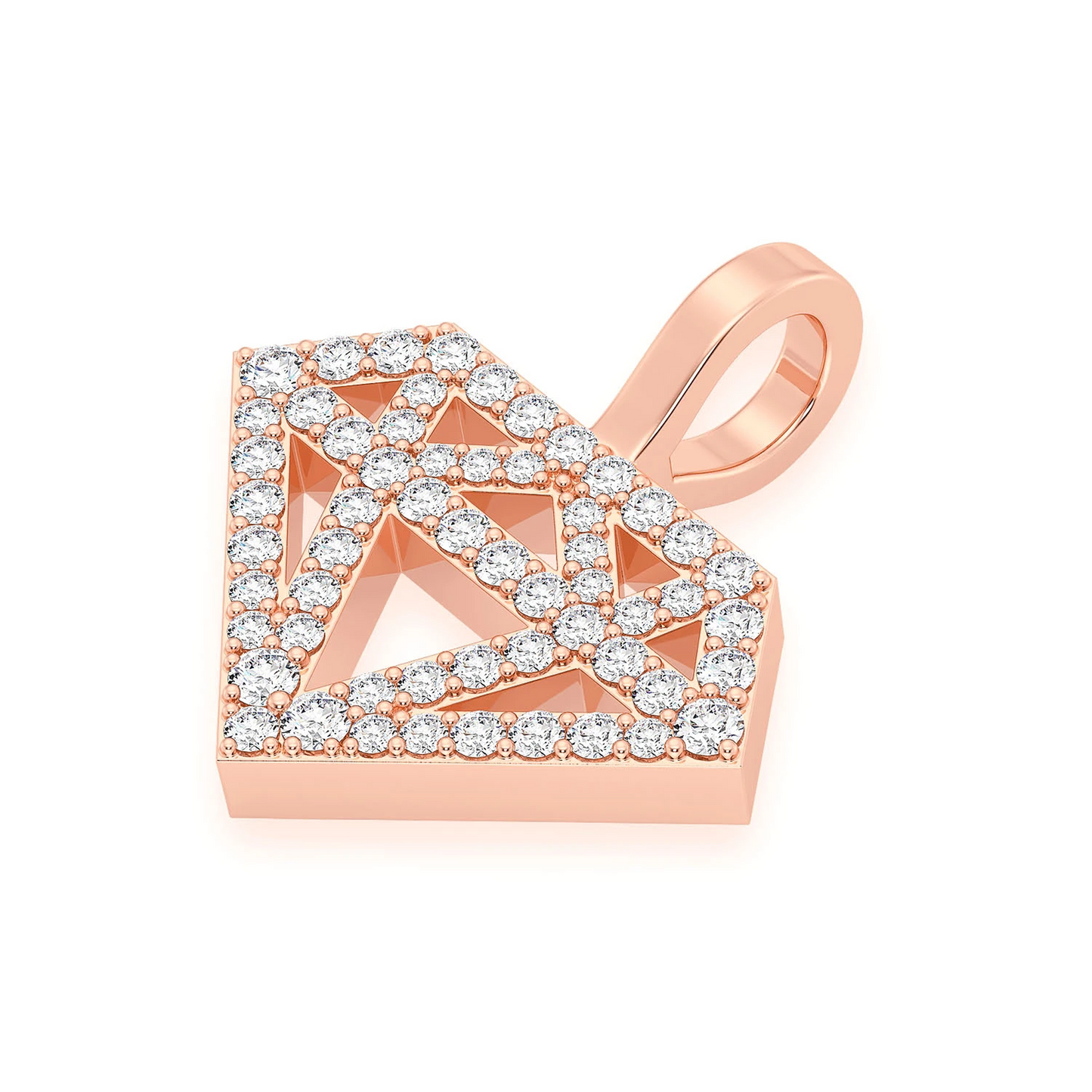Diamond Silhouette Pendant in 14K rose gold, Signature | 0.35ctw, detail view