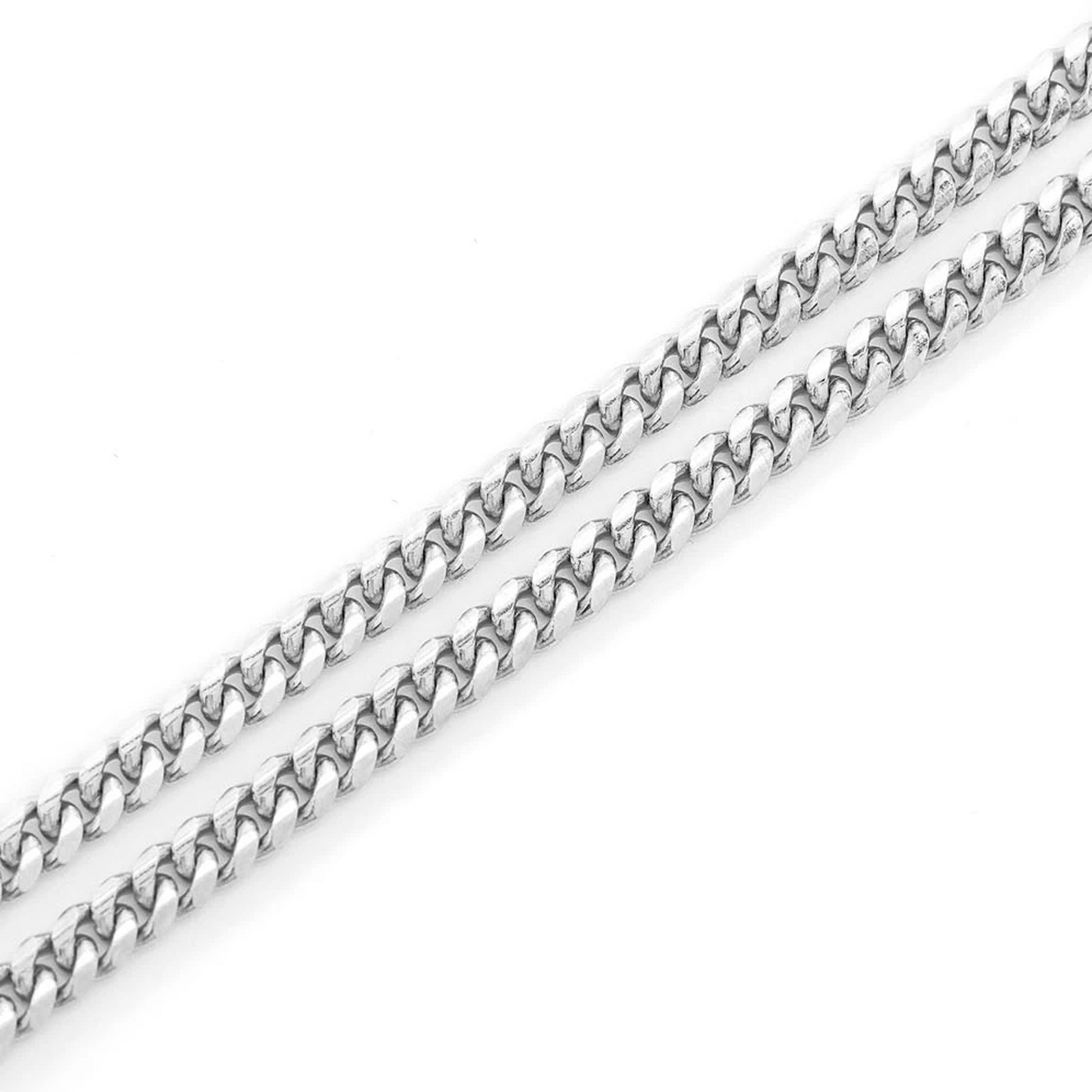 Miami Cuban Gold Chain in 14K white gold, 3.5mm width, detail view