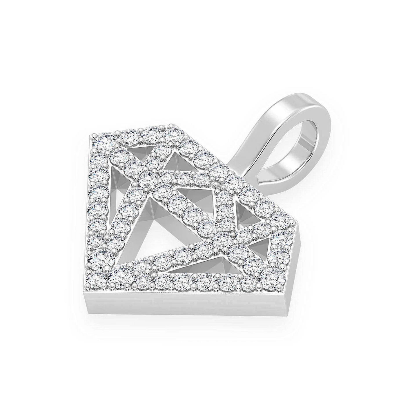 Diamond Silhouette Pendant in 14K white gold, Signature | 0.35ctw, detail view