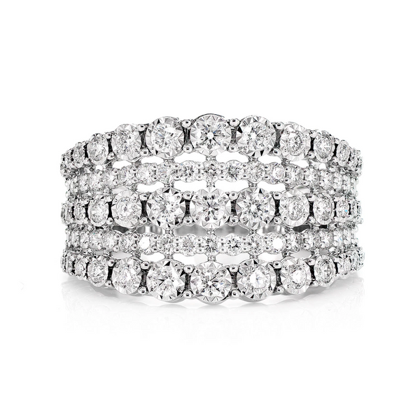 Graduated 5 Row Ring 14k