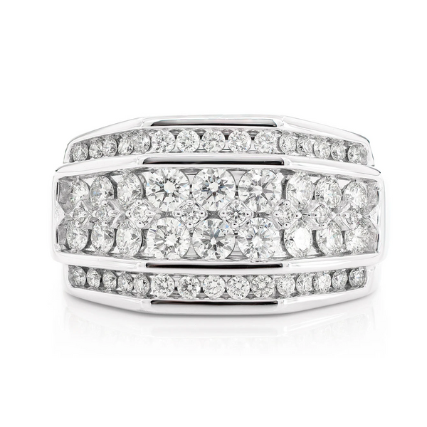 5 Row Tapered Signet Ring 14k