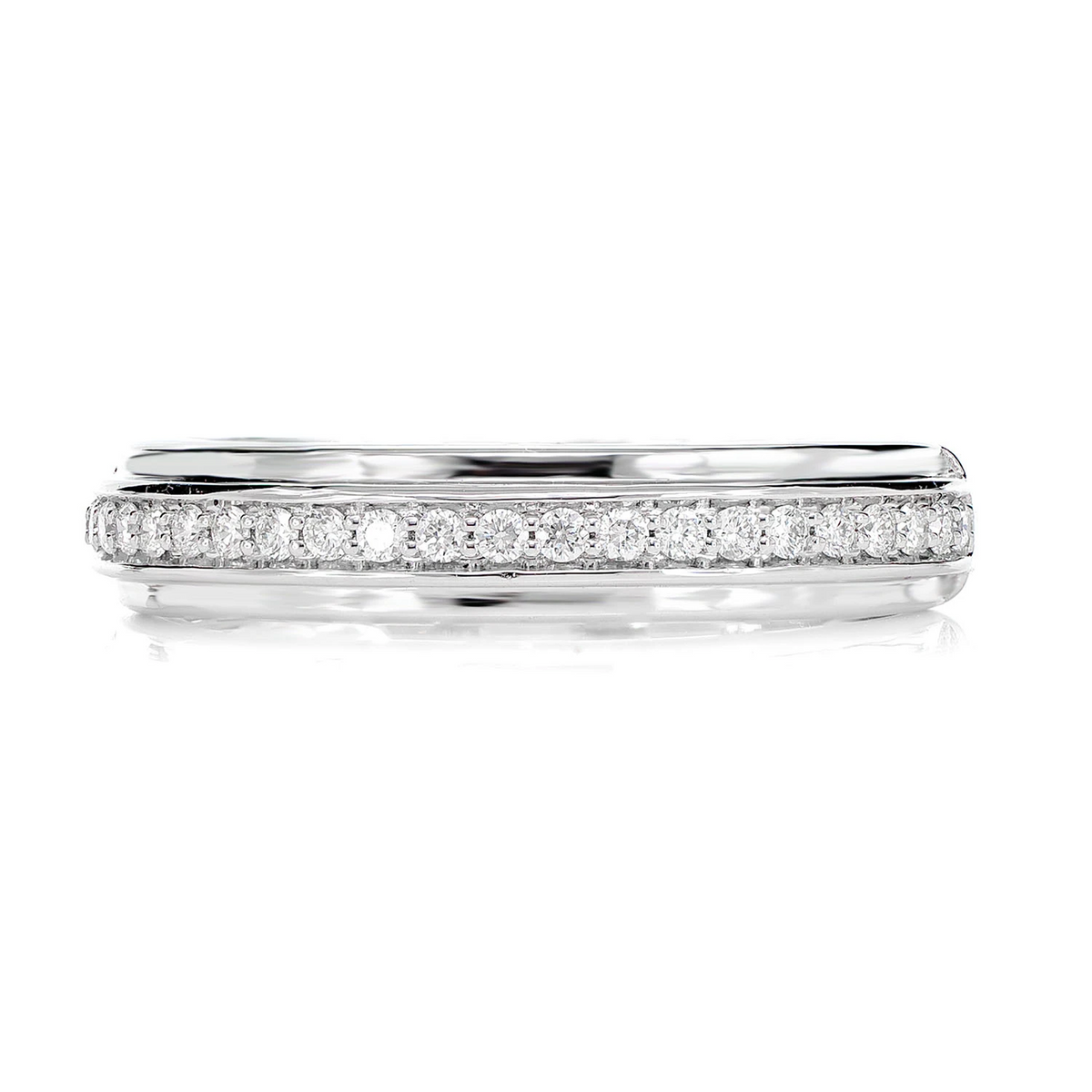 Single Row Border Ring 14k in white gold, front view