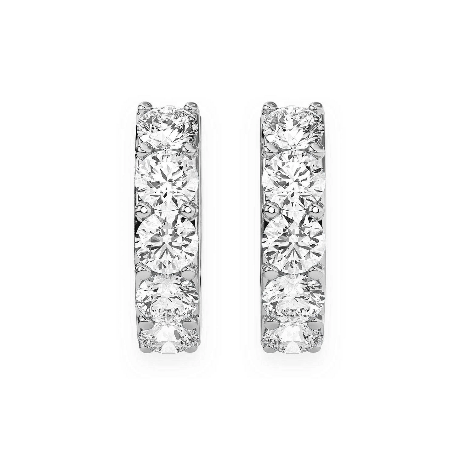 One Row Diamond Huggies in 14K white gold, 0.80ctw, front view 2