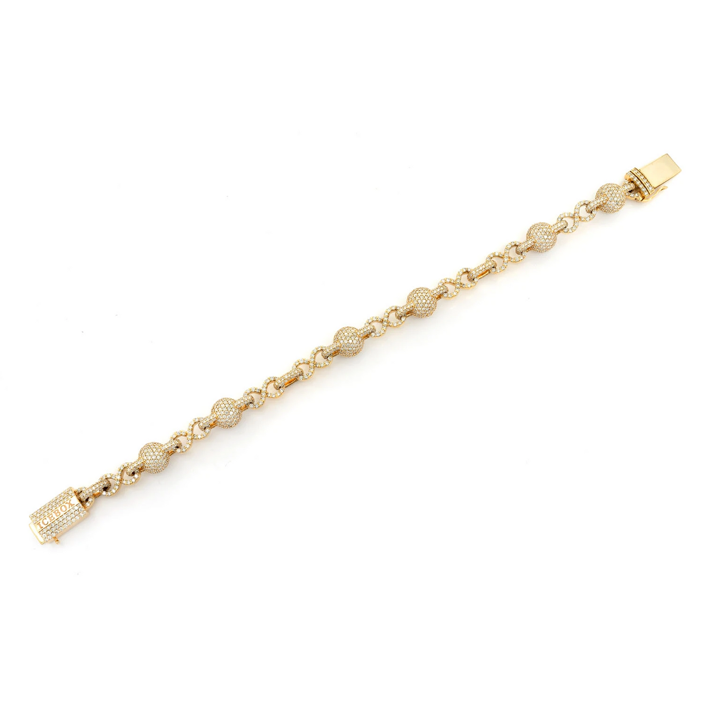 Infinity Bead Link Diamond Bracelet in 14K yellow gold, alternate view